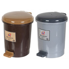 Deals, Discounts & Offers on  - Fun Homes Tiny Countertop Trash Bin, Mini Desktop Garbage Bin with Padal (Brown & Grey)-Pack of 2