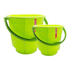 Deals, Discounts & Offers on  - Wonder Plastic Prime Bucket Combo Set, 1 Bucket 18 LTR & 1 Bucket 13 LTR Green Color, Made in India