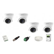 Deals, Discounts & Offers on Electronics -  IMPACT BY HONEYWELL 2 MP CCTV KIT Without DVR I with 4 CCTV Cameras I 1 Hard Disk & Accessories I I-MKIT4CH-2 I Made in India I White