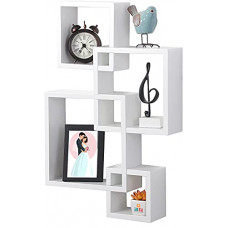 Deals, Discounts & Offers on Furniture - Furniture Cafe Intersecting Floating Wall Mounted Shelf Wooden Book Shelves Home Decor_Set of 4