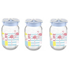 Deals, Discounts & Offers on  - SignoraWare Glass Jar with Handle, 425 ml,Set of 3, Blue