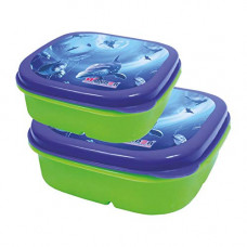 Deals, Discounts & Offers on  - Wonder Plastic Kit Kat Lunch Box Set, 2 pc Lunch Box Big & Small with Saparate Container & Spoon & Fork, Green Colour, Made in India