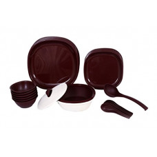 Deals, Discounts & Offers on  - Signoraware Double Wall Square Dinner Set, 27-Pieces, Maroon