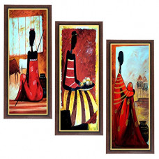 Deals, Discounts & Offers on  - Wens 'Village Women Folks at Rest' Painting (MDF, 54 cm x 43 cm, Multicolour)