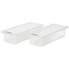 Deals, Discounts & Offers on  - Amazon Brand - Solimo Stackable Storage Containers with Removable Drain Plate and Lid, Set of 2