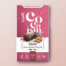 Deals, Discounts & Offers on  - LuvIt Cocoism Belgian Dark Chocolates | 55% Dark Cocoa with Whole Almond & Pink Salt | Decadent, Intense, Rich | Vegan | Gluten Free | Pack of 1 - 90 gm