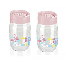 Deals, Discounts & Offers on  - SignoraWare Glass Stackable Jar, 660 ml, Set of 2,Pink