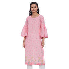 Deals, Discounts & Offers on Women - [Size 36, 38, 42] BIBA Womens Round Neck Printed Kurta