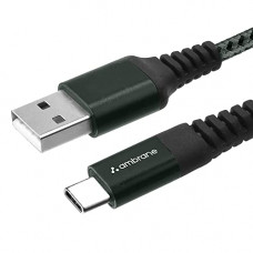 Deals, Discounts & Offers on  - Ambrane Unbreakable 3A Fast Charging Braided Type C Cable  1.5 Meter (RCT15 (A), Green) Supports QC 2.0/3.0 Charging