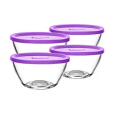 Deals, Discounts & Offers on  - Lifini Glass Random Mixing Bowl with Lid - 435ml, Set of 4, Transparent