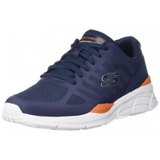 Deals, Discounts & Offers on  - [Size 9] Skechers Men's Equalizer 4.0-Phairme Navy/Orange Sneaker