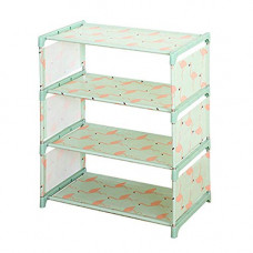 Deals, Discounts & Offers on  - Pindia 4 Tier Leightweight Shoe Book Storage Rack Household Organizer - 45x25.5x55.5 cm, Steel and Plastic, Green