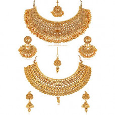 Deals, Discounts & Offers on Women - Reeva Jewellery Set Gold Plated Jewellery Set For Women (Gold and Lct) (RCIN407N429R)