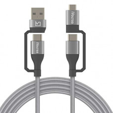 Deals, Discounts & Offers on  - iVoltaa 4 in 1 PD 60W Type C/USB A to Type C/Micro USB Cable Fast Data transfer Multi use Nylon Braided Cable
