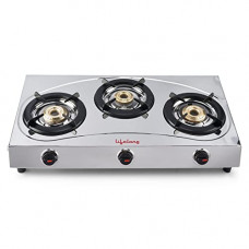 Deals, Discounts & Offers on  - Lifelong LLGS399 Stainless Steel 3 Burner (ISI Certified,1 Year Warranty with Doorstep Service) Manual Gas Stove (3 Burners) , Silver