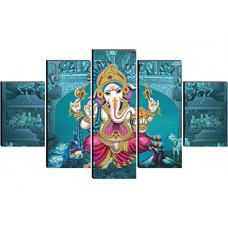Deals, Discounts & Offers on  - SAF Set of 5 Ganesha Religious modern art Home decorative wall Painting 30 inch x 18 inch SANFPNLS32210