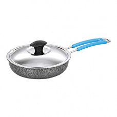 Deals, Discounts & Offers on Cookware - Sorabh Aluminium Color Coated Deep Fry Pan with Stainless Steel Lid DFPC 4 Lid (Thickness 2.30mm with Dia-23 cm), Black, Standard