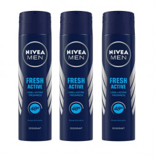 Deals, Discounts & Offers on Beauty Care - Nivea MEN Deodorant, Fresh Active, 150 ml (Pack of 3)