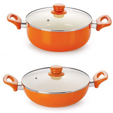 Deals, Discounts & Offers on Cookware - Nirlon Ceramic Cookware Set, 2-Pieces, Orange (BT-CC-K22-C)