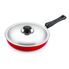 Deals, Discounts & Offers on Cookware - Nirlon Non Stick PFOA Free, Non-Toxic, Food Grade Quality Aluminium Fry Pan/Frying Pan/Pasta Pan 24cm Diameter with Steel Lid LPG Stove Compatible Only[New_26mm_Classic_FP12]