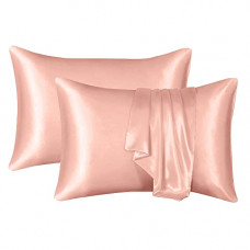 Deals, Discounts & Offers on  - Riara Satin Silk Pillowcase Pillow Case Covers with Envelop Closure For Hair and Skin Home Bed Decor Set of 2 (Regular Size (18