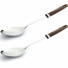 Deals, Discounts & Offers on  - Signoraware Solid Spoon (Brown Handle) 13 inch, Set of 2, Silver