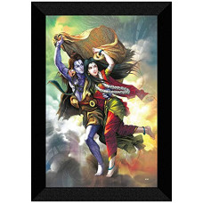 Deals, Discounts & Offers on  - SAF Modern Art 'Shiva Parvati UV Textured Framed Painting 28 cms X 35.5 cms Multicolour,Religious SANFK140