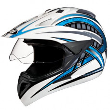 Deals, Discounts & Offers on  - Studds Motocross D2 Off Road Full Face Helmet With Visor (White and Blue, XL)