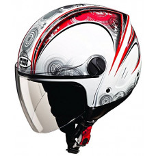 Deals, Discounts & Offers on  - Studds TRACK D1 Decor Open Face Helmet (White and Red, L)