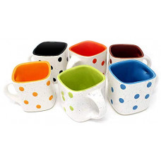 Deals, Discounts & Offers on  - TS Playy Multicolor Pack of 6 Ceramic Stylish Handcrafted Doted Marvel Finishing Square Tea, Milk & Coffee Cup/Mug Set (Set of 6, 150 ML) Random Shape