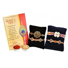 Deals, Discounts & Offers on Men - Collectible India Pack of 4 Rakhi For Brother Combo - Rakhi For Brother and Bhabhi Kids - Flower Designer Rakhi For Bhabhi/ Om Rakhi / Om Rudraksh Rakhi / Rakshabandhan Gifts