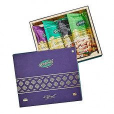 Deals, Discounts & Offers on  - Happilo Dry Fruit Celebrations Gift Box Snowdrop - California Almonds, Premium Cashews, Raisins & Healthy Nutmix, 150 g + 150 g + 250 g + 150 g