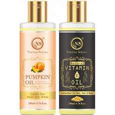 Deals, Discounts & Offers on Beauty Care - Nuerma Science Pumpkin Oil and Vitamin E Oil For Lighten Hair, Natural Hair (Pack of 2, 200ML Each)