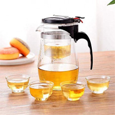 Deals, Discounts & Offers on  - Radhika Fine Teas & Whatnots - Glass Push Kettle | 100% Borosilicate Glass | Infuser with Auto Release Button | Perfect
