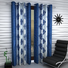 Deals, Discounts & Offers on  - Home Sizzler 1 Piece Eyelet Polyester Window Curtain - 5 ft, Blue