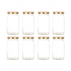 Deals, Discounts & Offers on  - Favola 250 Gram (Gm) Lead Free Square Glass Jar and Container with Rust Proof Air Tight Lid - (Pack of 8)