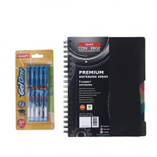 Deals, Discounts & Offers on Stationery - Luxor Gel One Pen Combo with Executive Regular Notebook Ruled 300 Pages (Black)