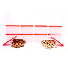 Deals, Discounts & Offers on  - Tallboy Space Saver Plastic Kitchen Food Storage Container, 1200 ml, Set of 10, White and Red