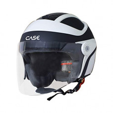 Deals, Discounts & Offers on  - Steelbird SB-29 CASE GLOSSY BLACK WITH OFF WHITE with Plain Visor,600mm, large