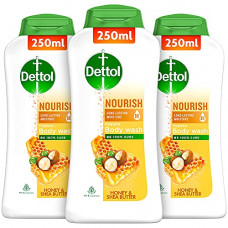 Deals, Discounts & Offers on Beauty Care - Dettol Body Wash and Shower Gel For Women and Men, Nourish (Pack of 3 - 250ml each) | Soap -Free Bodywash | 8h Moisturization