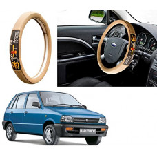Deals, Discounts & Offers on  - Auto Pearl APA548 Ring Type Car Steering Wheel Cover Universal Genuine PU NonSlip Natural Rubber Well Padded Grip Breathable Leatherite For 800 (Chromium Om Namah Shivay Beige)