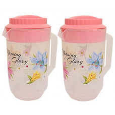 Deals, Discounts & Offers on  - Kuber Industries Floral Design Plastic Water Jug, 2-Pieces, Pink