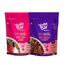 Deals, Discounts & Offers on  - Yogabar Wholegrain Breakfast Muesli - Fruits, Nuts + Seeds + Dark Chocolate , 400g Each