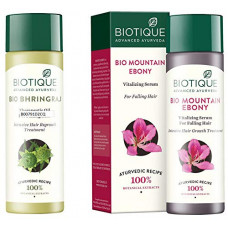 Deals, Discounts & Offers on Beauty Care - Biotique Bio Bhringraj FreshGrowth Therapeutic Oil, 200ml And Biotique Bio Mountain Ebony Vitalizing Serum For Falling Hair Intensive Hair Growth Treatment, 120ML
