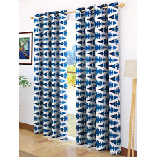 Deals, Discounts & Offers on  - Story@Home Modern Polyester Abstract Pattern Eyelet 2 Piece Printed Ringtop Door Curtain Set