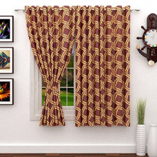 Deals, Discounts & Offers on  - Story@Home Combo Set of 2 Piece Modern Polyester Eyelet Abstract Pattern Ringtop Printed Window Curtains - 5 Feet, Maroon