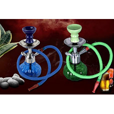 Deals, Discounts & Offers on  - Angelic Green & Blue 24 cm Metal Table Hookah Set of 2