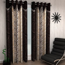 Deals, Discounts & Offers on  - Home Sizzler Polyester 2-Piece Tree Frill Window Curtains, 5 Feet, Brown