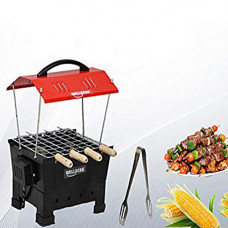 Deals, Discounts & Offers on Outdoor Living  - Wellberg Barbeque Grill Red Color with 4 Skewers Electric & Charcoal (2 in 1 BBQ) Multi Purpose Set