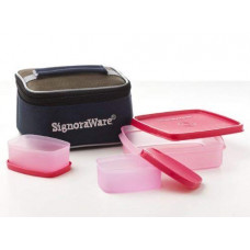 Deals, Discounts & Offers on  - Signoraware Plastic Hot 'N' Cute Lunch Box with Insulated Bag, 3-Pieces, Pink